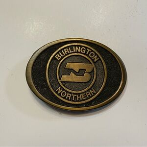 Vintage Burlington Northern Railroad Belt Buckle Train Railway Collectible